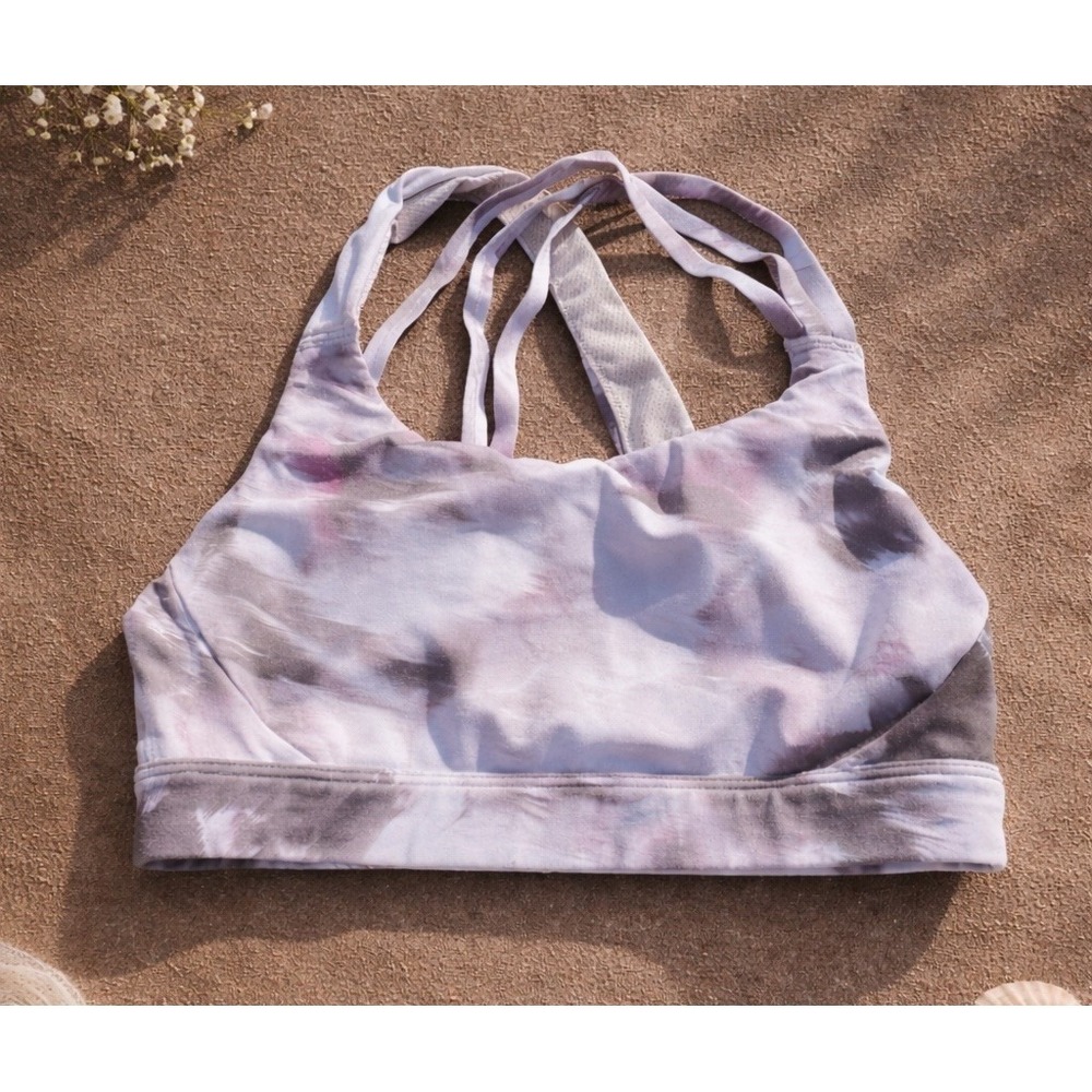 Athleta size S white and purple Swirl racerback sports bra Athletic Wear Gym